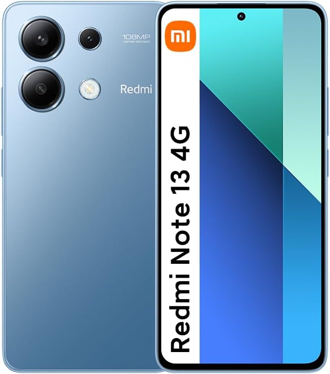Xiaomi Redmi Note 13 4G LTE (128GB + 6GB) 6.67" 108MP Triple (Tmobile Mint Tello & Global) GLOBAL Bands Unlocked + (Fast Car Dual Charger Bundle) (Ice Blue Global Version)