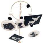 Montessori Mobile, Black and White Woodland Baby Crib Mobile, Neutral Nursery Mobile Decoration for Pack N Play, for Baby Boy & Girl
