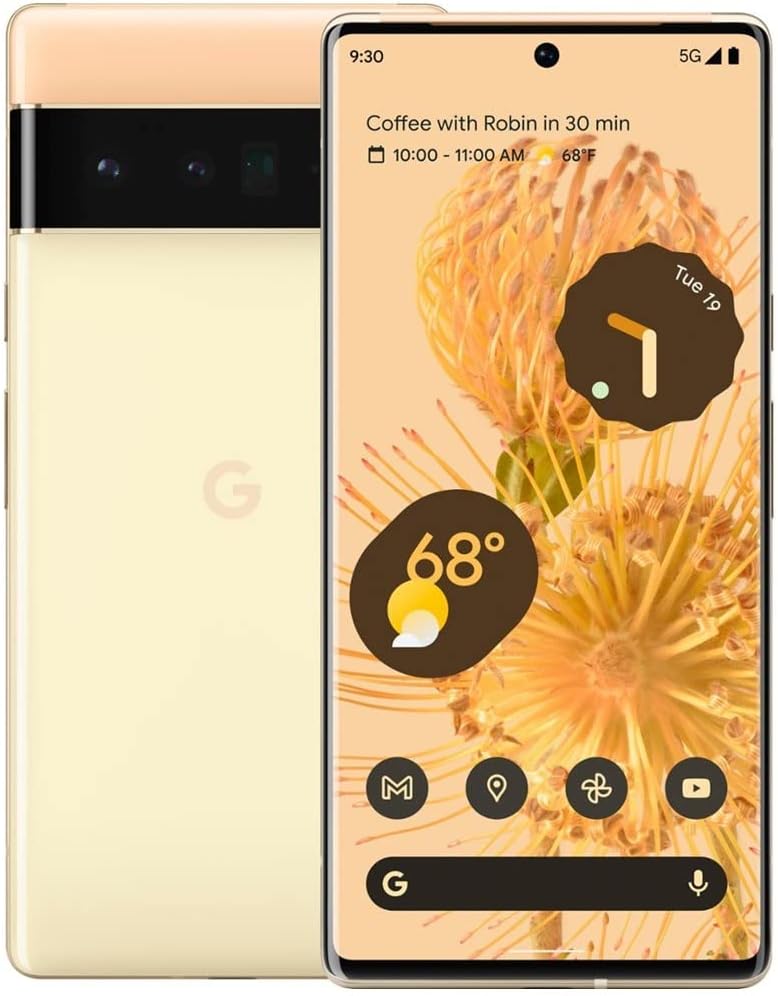 Google Pixel 6 Pro 5G, US Version, 128GB, Sorta Sunny - Unlocked (Renewed)