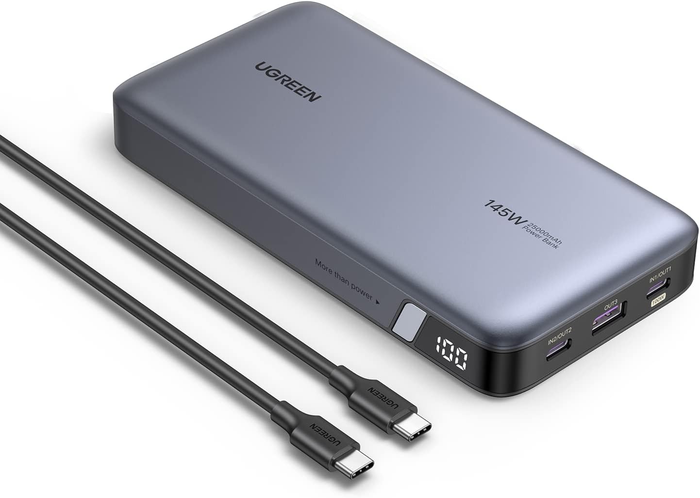 UGREEN Power Bank 25,000mAh 145W Laptop Portable Charger, Nexode 3-Port USB C PD Battery Pack, for MacBook Pro/Air, Dell XPS, iPhone 15/14/13, Galaxy S24, Steam Deck, AirPods, and More