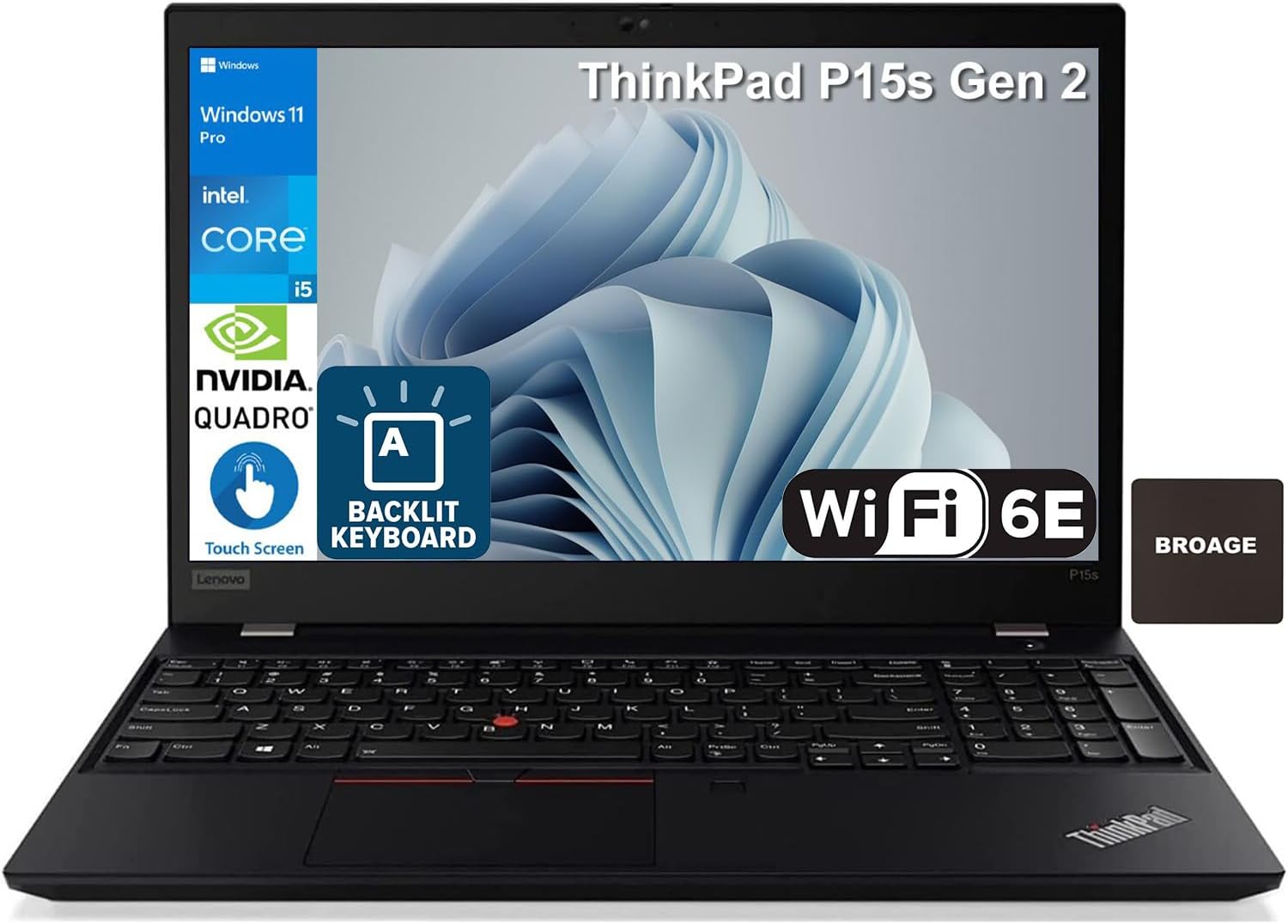 Lenovo ThinkPad P15s 15.6" Touchscreen FHD Mobile Workstation Business Laptop Computer, Intel Core i5-1145G7, Quadro T500, 40GB DDR4 RAM, 2TB PCIe SSD, WiFi 6E, Windows 11 Pro, 2 Year Warraty, BROAG