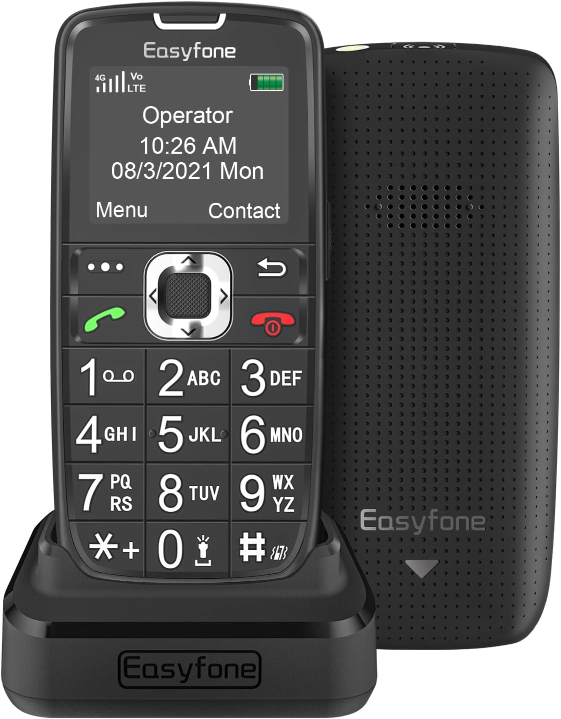 Easyfone Prime-A6 4G Unlocked Feature Cell Phone, Easy-to-Use Clear Sound GSM Dumbphone with an Easy Charging Dock