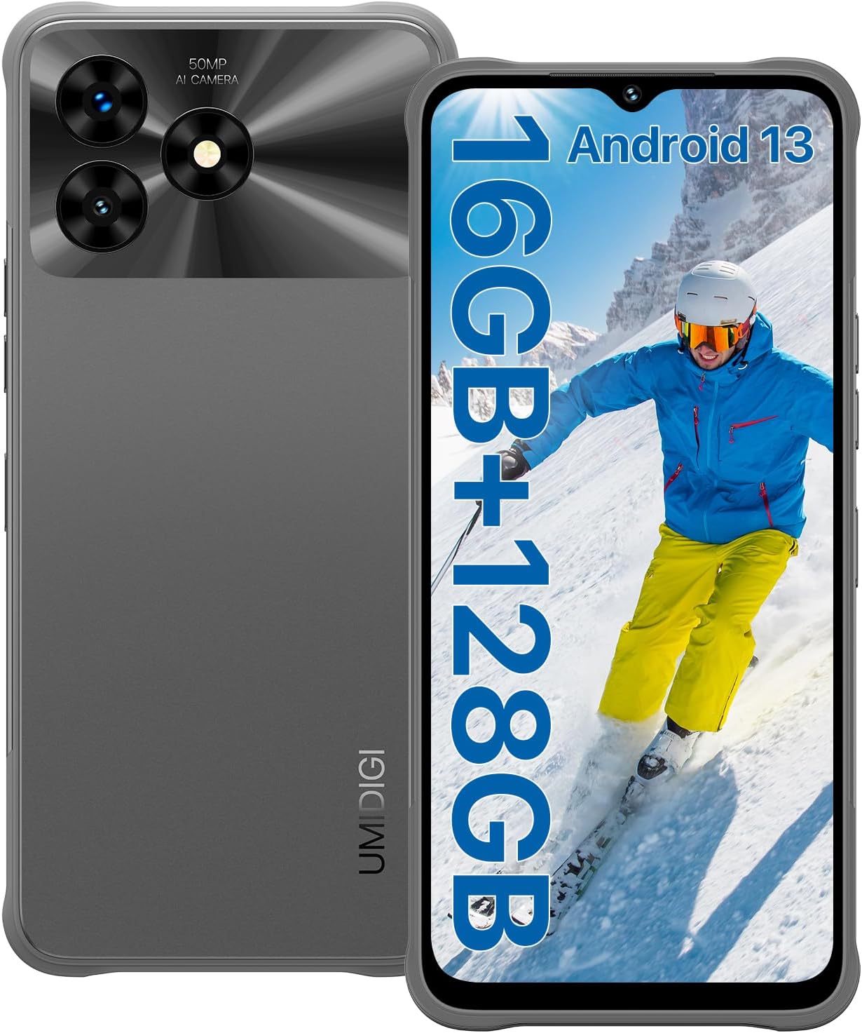 UMIDIGI G5 Mecha Rugged Smartphone Unlocked,Unisoc T606 8+8GB + 128GB 6.6" FHD Android 13 Cell Phone, IP68 Waterproof IP69K Rugged Phone, 50MP+2MP+8MP Camera, 6000mAh Battery Fast Charging,Gray