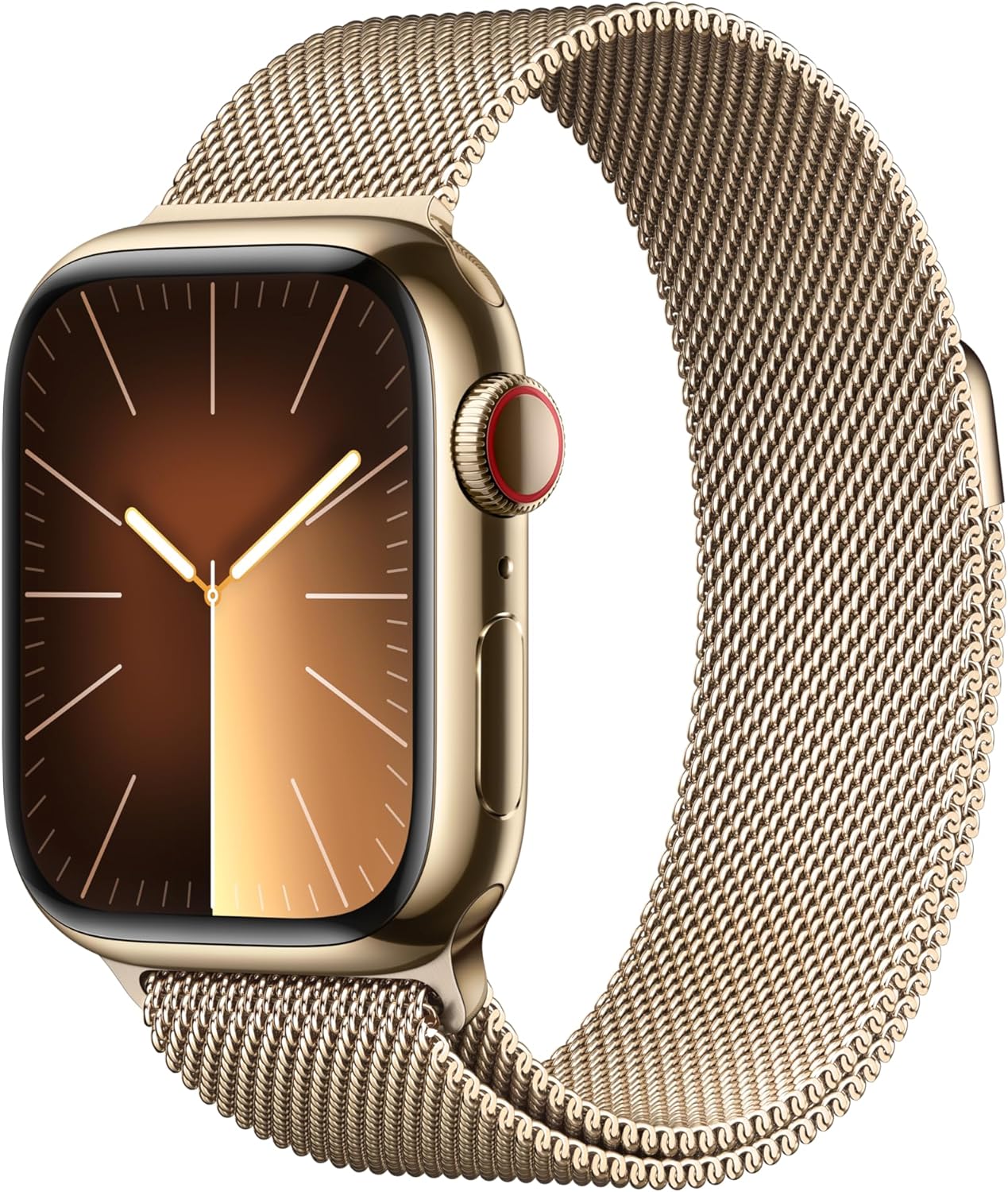 Apple Watch Series 9 [GPS + Cellular 41mm] Smartwatch with Gold Stainless steel Case with Gold Milanese Loop. Fitness Tracker, ECG Apps, Always-On Retina Display