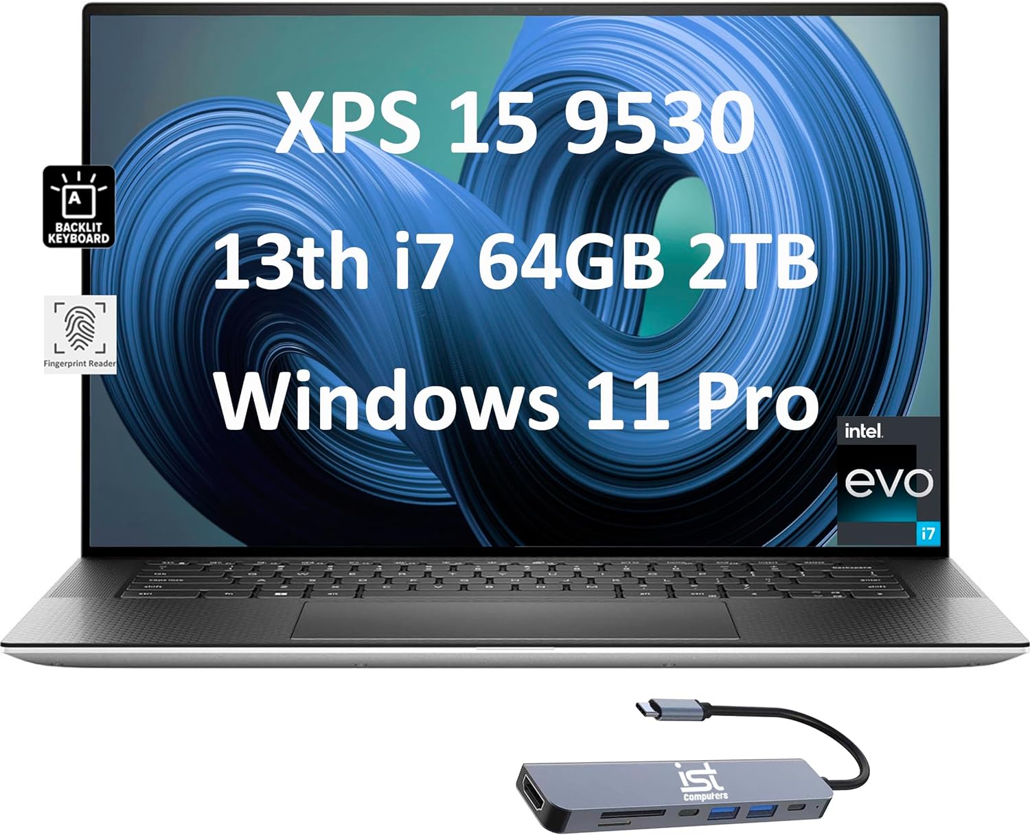 Dell XPS 15 9530 Business Laptop (15.6" FHD+, Intel 14-Core i7-13700H (Beat i9-12900H), 64GB DDR5 RAM, 2TB SSD, Arc A370M), Backlit, Fingerprint, Thunderbolt 4, Webcam, Wi-Fi 6E, Win 11 Pro, Silver