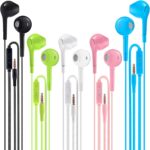 Earbuds Headphones with Microphone Pack of 5, Noise Isolating Wired Earbuds, Earphones with Powerful Heavy Bass Stereo, Compatible with Android, Phone, Laptops, MP3 and Most 3.5mm Interface