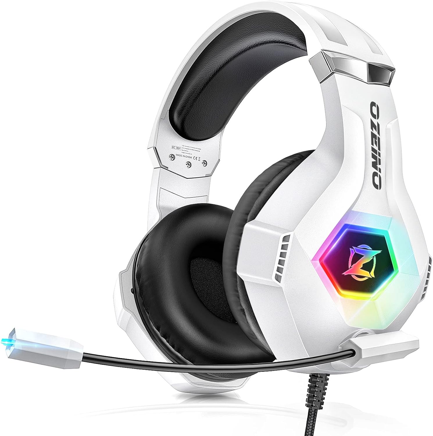 Gaming Headset for PC, PS4, PS5, Xbox Headset with 7.1 Surround Sound, Gaming Headphones with Noise Cancelling Mic RGB Light Over Ear Headphones for Xbox Series X/S, Switch