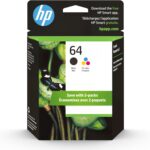 HP 64 Black/Tri-color Ink Cartridges (2-pack) | Works with HP ENVY Inspire 7950e; ENVY Photo 6200, 7100, 7800; Tango Series | Eligible for Instant Ink | X4D92AN
