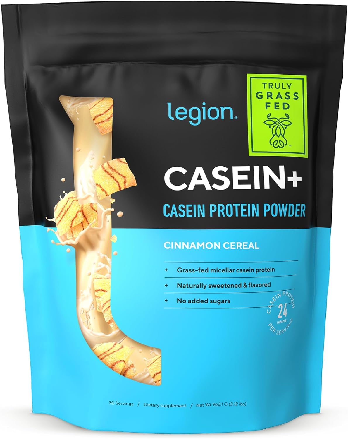 LEGION Casein+ Pure Micellar Casein Protein Powder - Non-GMO Grass Fed Cow Milk, Natural Flavors & Stevia, Low Carb, Keto Friendly