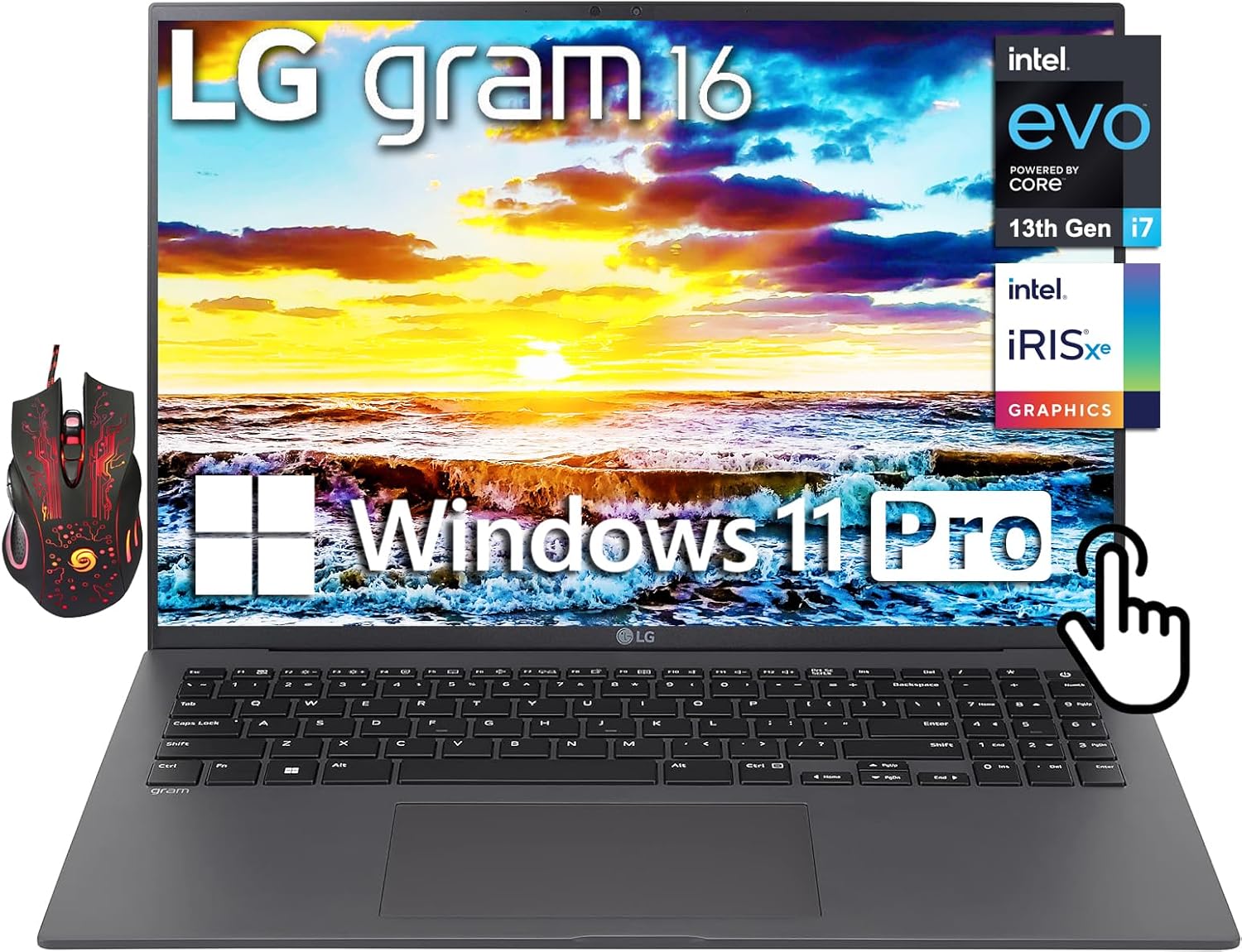 LG Gram 16 Lightweight Touchscreen Business Laptop 2024 Newest, 16" IPS WQXGA 2560 x 1600 Display, 13th Gen Intel 12-Core i7-1360P, 16GB RAM, 1TB SSD, Iris Xe Graphics, Backlit KB, Windows 11 Pro