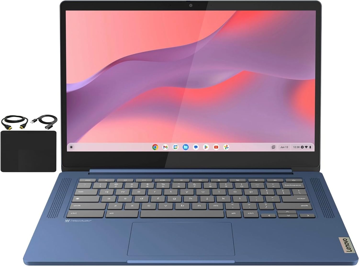 Lenovo Newest Flagship Chromebook, 14'' FHD Touchscreen Slim Thin Light Laptop Computer, 8-Core MediaTek Kompanio 520 Processor, 4GB RAM, 64GB eMMC, WiFi 6,Chrome OS+HubxcelAccesory, Abyss Blue