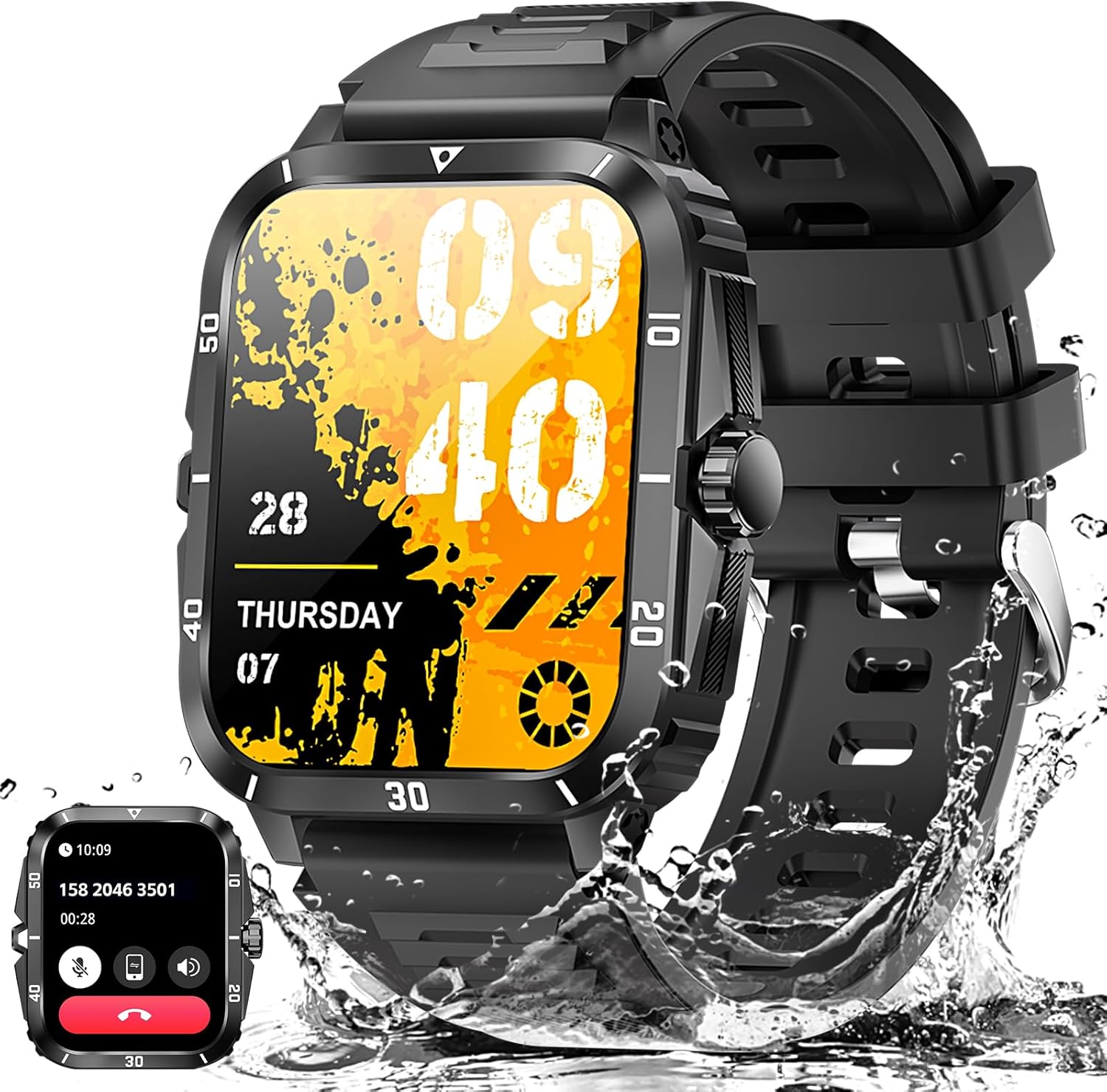 Military Smart Watch for Men 3ATM Waterproof Watch 2.0'' Big Screen Rugged Tactical Smartwatch 430mAh Fitness Tracker with Heart Rate Sleep Monitor for iPhone Android