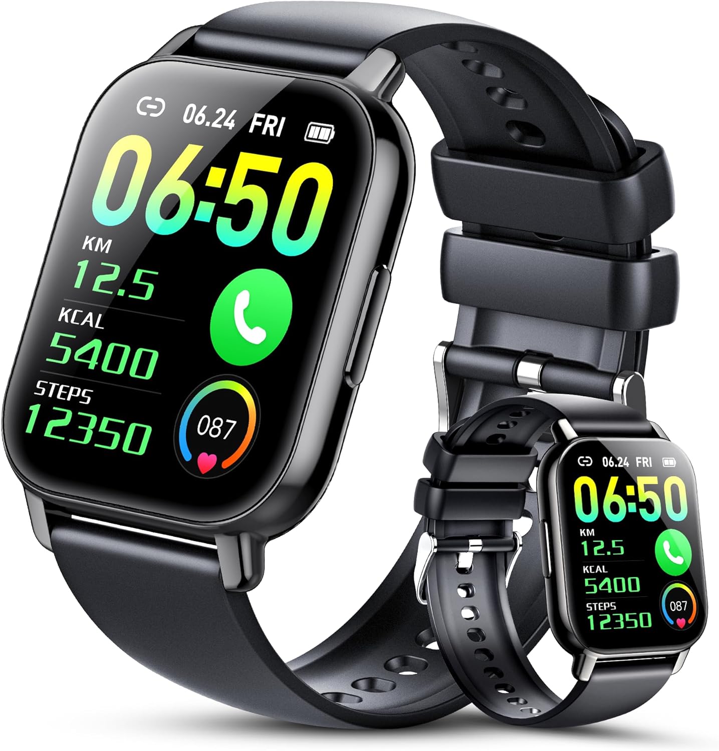 Smartwatch (Answer/Make Call) for Men Women, 1.85" HD Touch Screen Fitness Watch with Heart Rate Sleep SpO2 Monitor, IP68 Waterproof, 100+Sport Mode Activity Trackers for Android iOS