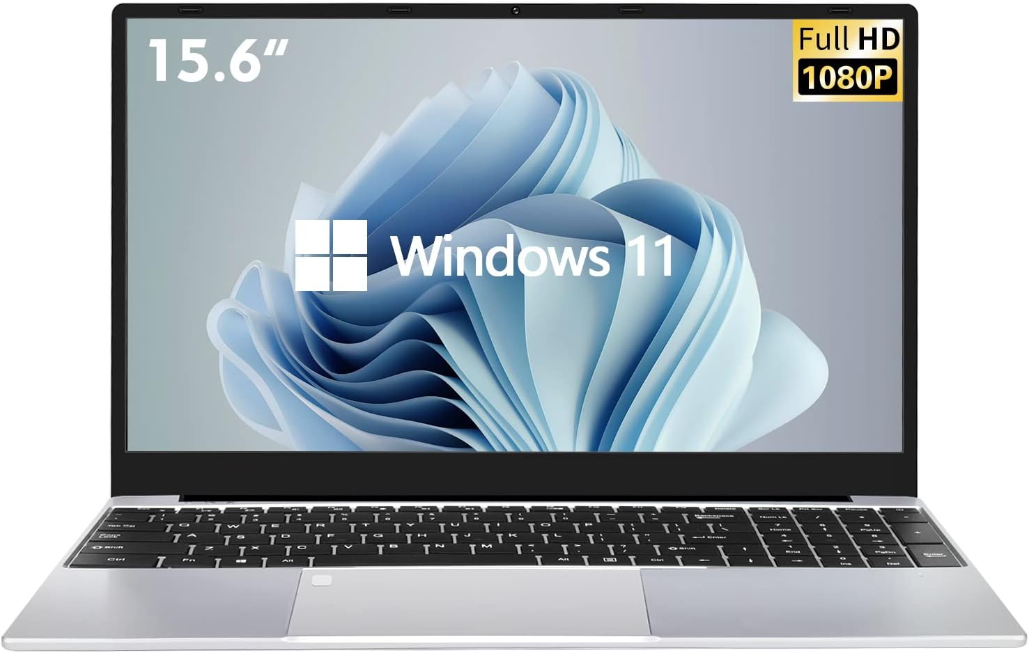 VGKE [Windows 11 Home] B15 Windows 11 Laptop with Fingerprint Reader, 15.6" Full HD 1920 * 1080 IPS, Intel Celeron J4125 Processor, 12GB RAM LPDDR4, 256GB SSD, Backlit Keyboard
