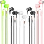Wired Earbuds with Microphone 5 Pack, in-Ear Headphones with Heavy Bass, High Sound Quality Earphones Compatible with iPad, Laptop, MP3, Android Smartphones, Fits All 3.5mm Jack Device
