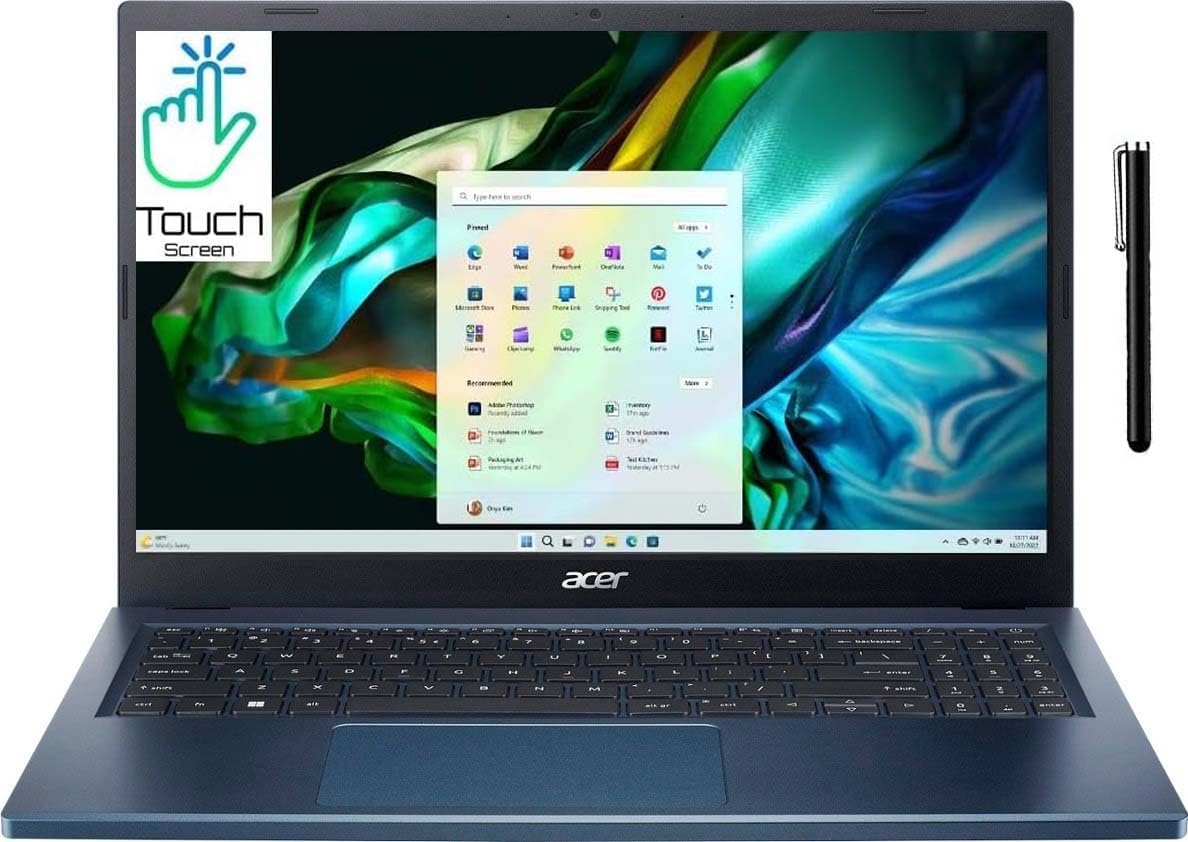 acer Aspire 3 Touch Slim Laptop in Blue Ryzen 5 4-Core up to 4.3GHz 8GB RAM 512GB SSD 15.6in FHD Web Cam WiFi HDMI W11 Pen (A315B - Renewed)