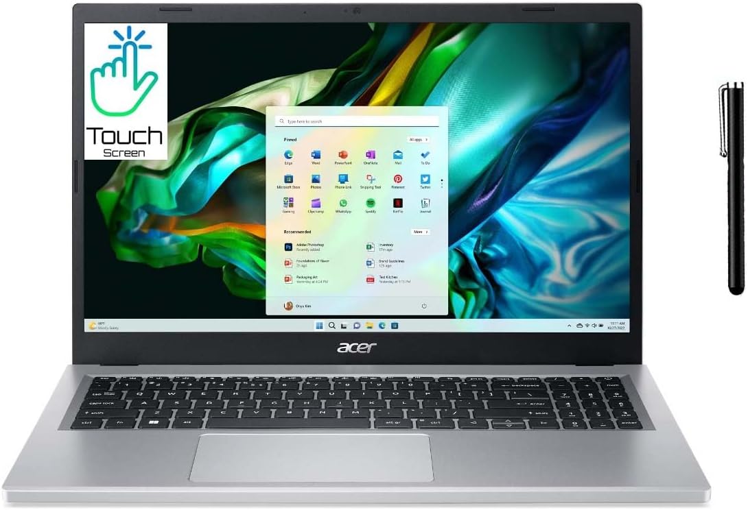 acer Aspire 3 Touch Slim Laptop in Silver Ryzen 5 4-Core up to 4.3GHz 16GB RAM 512GB SSD 15.6in FHD Web Cam WiFi HDMI W11 Pen (A315 - Renewed)