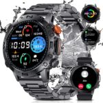 1.43'' AMOLED Military Smart Watches for Men, 5ATM Waterproof/460mAh/126 Sports Modes Fitness Tracker Heart Rate Blood Pressure SpO2 Monitor Tactical Smart Watches Android iOS