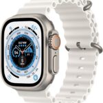 Apple Watch Ultra [GPS + Cellular 49mm] Titanium Case with White Ocean Band, One Size (Renewed)