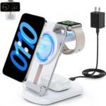 2024 Version 3 in 1 Wireless Fast Charging Station for iPhone Apple Watch,Foldable Charger Stand Dock Multiple Devices for 15/14/13/12,iWatch Ultra/SE/9/8/7/6/5/4/3/2/1, Air Pods 3/2/Pro (White)