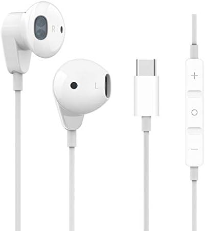 Wired Earbuds HiFi Stereo Headphones Earphones w/ Microphone USB Type C Connector only Fit For Huawei P30 Pro, P20 Pro, Mate 30 Pro, Mate 20 Pro, Mate 10 Pro, Xiaomi Mi 9, Mi 9 SE, Mi 8, Mi A2 (White)
