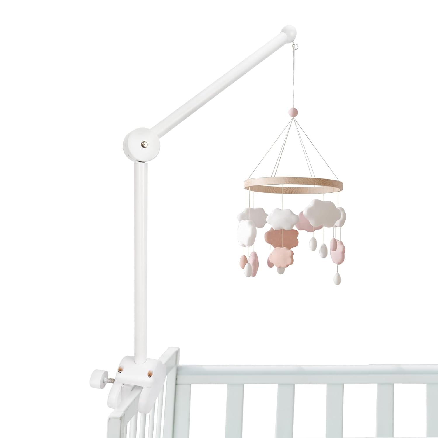 26.7Inches Wooden Baby Crib Mobile Arm Adjustable Nursery Decor Hanger Baby Bed Bell Holder for DIY Clamp Mobile Standing Toy Decoration Hanging(Excluding Hanging Rotating Bell)