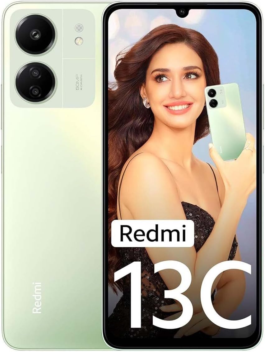 Xiaomi Redmi 13C 4G LTE (128GB + 4GB) Factory Unlocked Global ROM GSM 6.74" 50MP Triple Camera (Tello Mint & Global) + Free Fast Car Charger (Clover Green Global ROM)