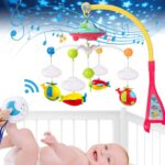 UNIH Baby Crib Mobile with Lights and Music, Moon and Stars Projection for Infants