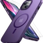 Miracase Magnetic Series for iPhone 13 Case [Compatible with MagSafe] [with 2X Screen Protectors] Military-Grade Protection, Anti-Fingerprint, Slim Design Phone Case for iPhone 13, Dark Purple