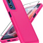 FNTCASE for Motorola Moto G-Play-2024 Case: Dual Layer Protective Heavy Duty Cell Phone Cover Shockproof Rugged with Non Slip Textured Back - Military Protection Bumper Tough Hot Pink