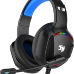 A36 Gaming Headset with Microphone for Pc, Xbox One Series X/s, Ps4, Ps5, Switch, Stereo Wired Noise Cancelling Over-Ear Headphones with Mic for Computer, Laptop, Mac, Nintendo, Gamer (Blue)