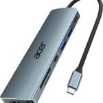 Acer USB C Hub, 7 in 1 USB C to HDMI Splitter, 2 USB 3.1 GEN1 and 5Gbps Type-C Data Port, 4K HDMI Port, PD 100W Charging, SD Card Reader, for iPad Pro MacBook Pro Acer Laptops and More