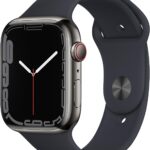 Apple Watch Series 7 (GPS + Cellular, 45MM) Graphite Stainless Steel Case with Midnight Sport Band (Renewed)
