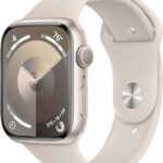 Apple Watch Series 9 [GPS 45mm] Smartwatch with Starlight Aluminum Case with Starlight Sport Band M/L. Fitness Tracker, ECG Apps, Always-On Retina Display, Water Resistant