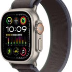 Apple Watch Ultra 2 [GPS + Cellular 49mm] Smartwatch with Rugged Titanium Case & Blue/Black Trail Loop S/M. Fitness Tracker, Precision GPS, Action Button, Extra-Long Battery Life, Carbon Neutral