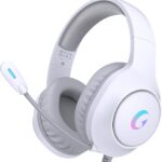 CM7002 Gaming Headset for PS5, PS4, PC, Mac, Switch, Xbox Series, Surround Sound RGB Gaming Headphones with Noise Canceling Microphone, 50MM Dynamic Drivers, 3.5MM Audio Jack, White