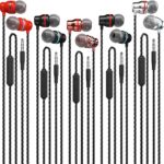 Earbuds Wired with Microphone 5 Pack, Headphones with Heavy Bass Stereo, Noise Isolating Compatible with All 3.5mm Jack, BLACK