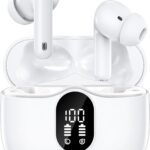 Earbuds Wireless Bluetooth 5.3 Headphones Ear Buds Active Noise Cancelling Earbuds Hi-Fi Stereo LED Power Display Earphones with Charging Case Ear Pods Buds for iPhone Android (White)