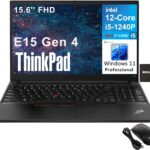 Lenovo ThinkPad E15 Gen 4 15.6" FHD Business Laptop Computer, 12th Gen Intel 12-Core i5-1240P (Beat i7-1355U), 16GB DDR4 RAM, 512GB PCIe SSD, WiFi 6, Bluetooth 5.1, Black, Windows 11 Pro, AZ-XUT
