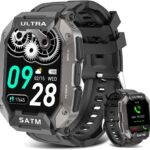 Military Smart Watch for Men Bluetooth Answer/Make Call, Waterproof Rugged Outdoor Sports Tactical Smartwatch, Activity Trackers Watches with Heart Rate Sleep Monitor for Android iOS Phones