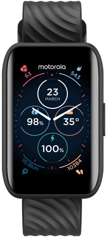 Motorola Moto 40 Smartwatch -10 Days Battery Life, Google Fit Integration, 1.5'' Crystal Clear Display, Heart Tracking, in-Depth Sleep Tracking, iOS and Android Compatible (Phantom Black)