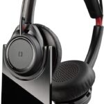 Plantronics - Voyager Focus UC with Charge Stand (Poly) Bluetooth Dual-Ear (Stereo) Headset Boom Mic USB-A Compatible PC and Mac Active Noise Canceling Works Teams, Zoom & More