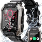 Smart Watches for Men - 2.01'' HD Display, 80 Days Long Battery, IP68 Waterproof, Bluetooth Call, 100 Sport Modes Fitness Tracker Watch, Heart Rate/Blood Oxygen/Sleep Monitor Smart Watch for Android