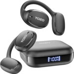 TOZO OpenEgo True Wireless Open Ear Headphone,5.3 Bluetooth Sport Earbuds with Earhooks for Long Time Playback with Digital Display, Dual Mic Clear Call Sweat-Proof for Running Workout