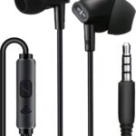 Wired Earbuds Headphones with Microphone Noise Isolating Stereo Bass in-Ear Earphones – for Smartphones, Tablets, Schools, Ipads, Multiuse - 3.5mm Plug in Audio Jack - Black