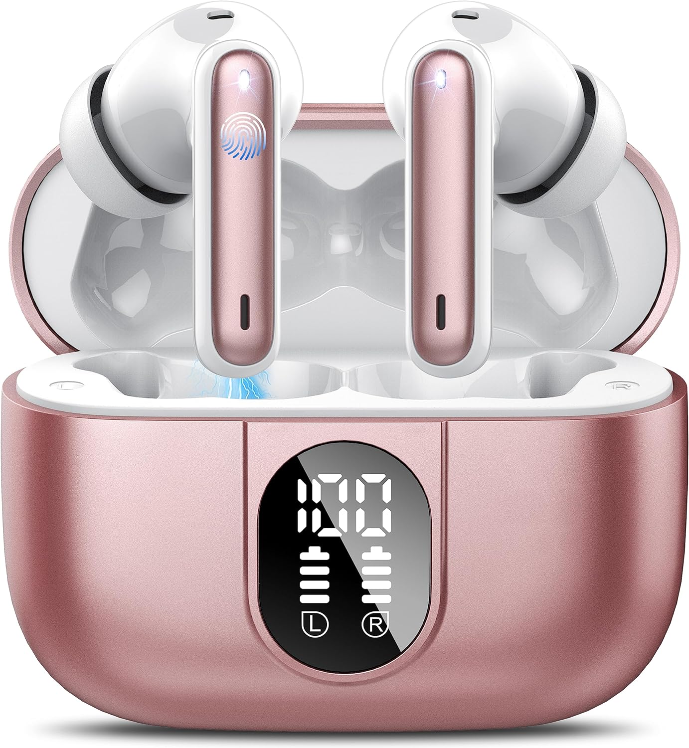 Wireless Earbuds, 2024 Bluetooth Headphones 5.3 HiFi Stereo Earphones, 40H Playtime in-Ear Earbud, Bluetooth Earbud with Dual Mic Call, IP7 Waterproof Earphones Sport Headset for iOS