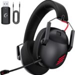 Wireless Gaming Headset for PS5, PS4, PC, Mac, Nintendo Switch, Bluetooth 5.3 Gaming Headsets Wireless with Noise Canceling Microphone, 50H Battery, ONLY 3.5mm Wired Mode for Xbox Series - Black