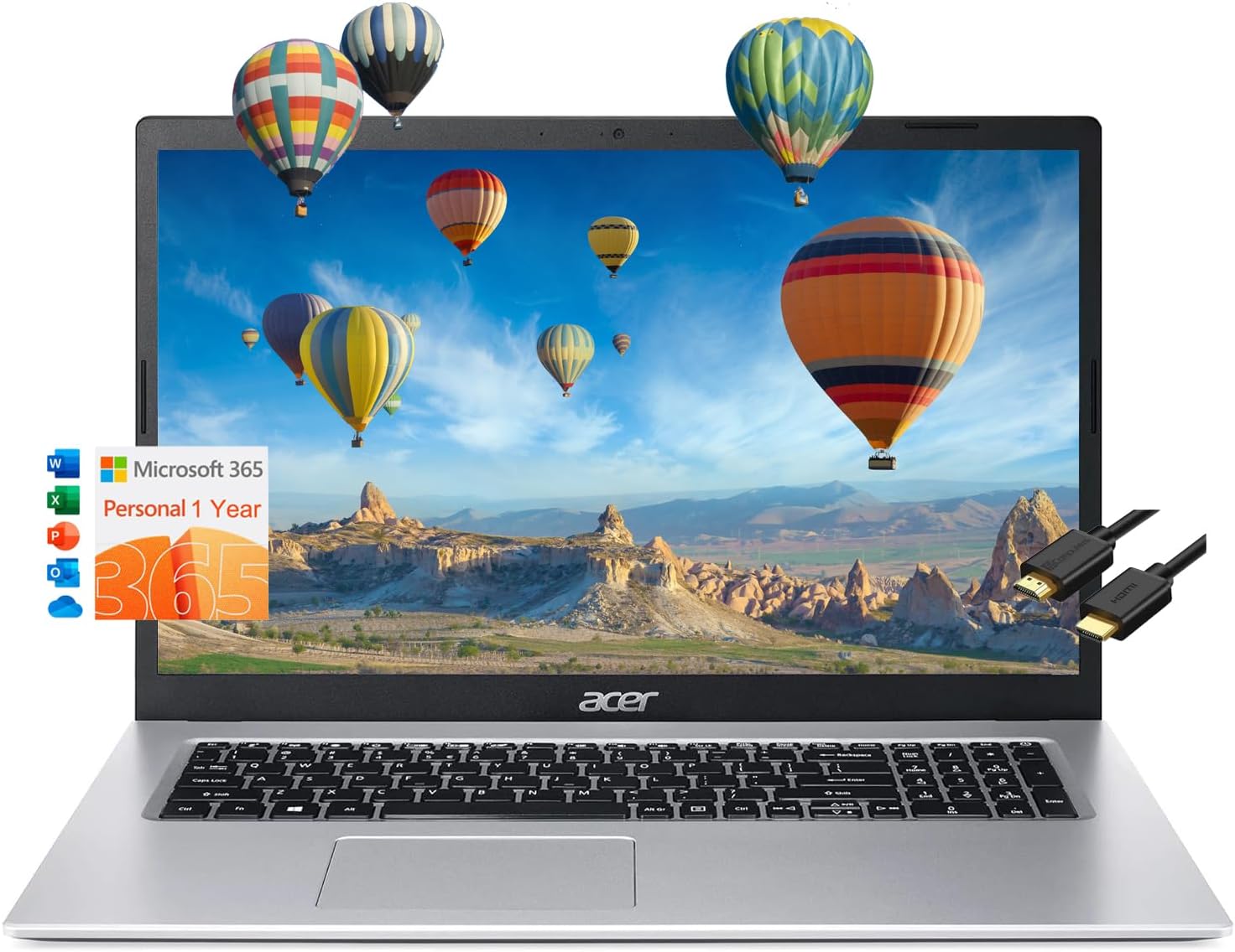 acer Aspire 1 A115-32-C96U Home & Student Slim Laptop (15.6" FHD, Intel Celeron N4500, 16GB RAM, 256GB SSD, UHD Graphics) 1-Year Office 365, Ethernet, Wi-Fi, Webcam, IST HDMI, Win 11 Home, Silver