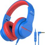iClever Kids Headphones for School Travel, Safe Volume 85/94dB, HD Mic Stereo Sound Over-Ear Girls Boys Headphones for Kid, FunShare Foldable 3.5mm Wired Kids Headphones for iPad Computer, HS19